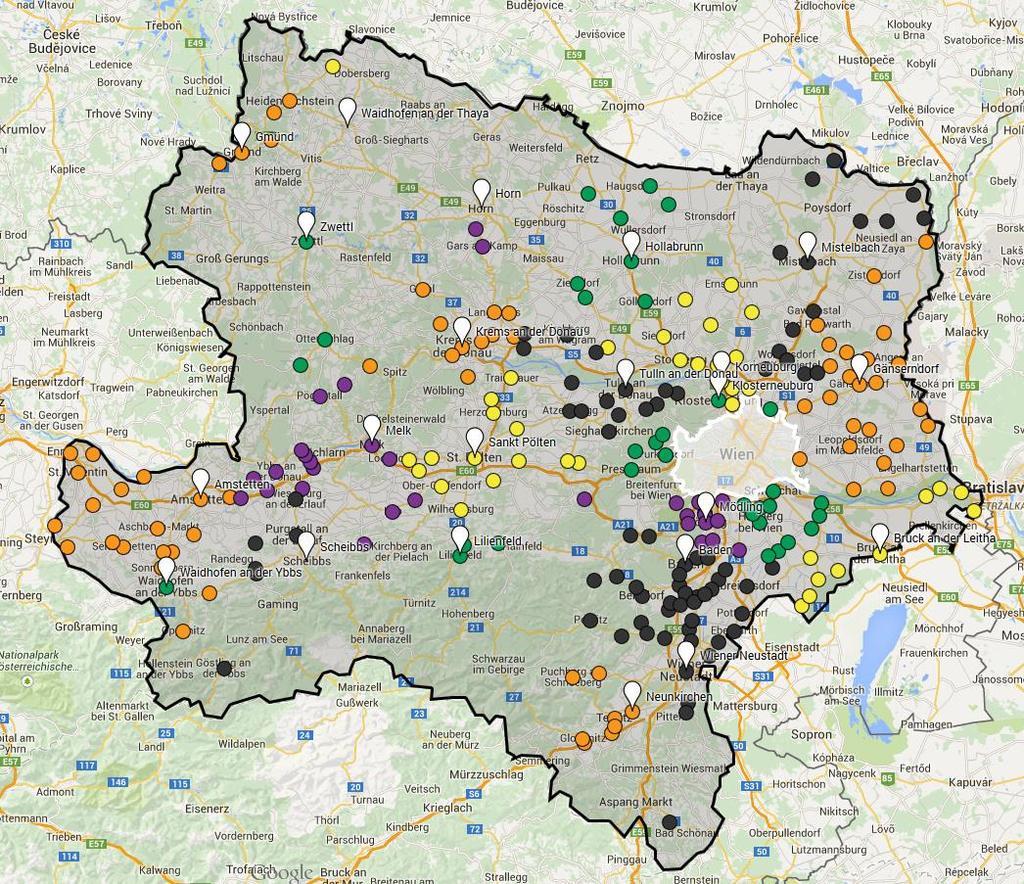 IKM in Kindergärten Einsatzorte IKM Interkulturelle MitarbeiterInnen in NÖ Landeskindergärten 2015//2016 Bezirke: