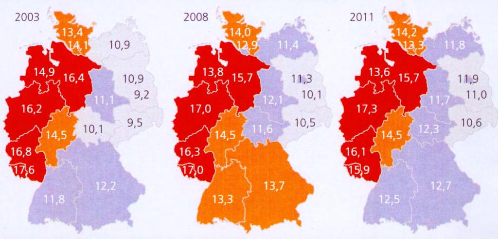 Regionale Antibiotika-Verordnungsdichten im ambulanten Bereich - 2003, 2008 und