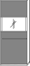 ) 75 rechts angeschlagen 0700 Aufpreis Vollauszug für Schubkästen B: 65 cm Highboard Tür in Frontfarbe Glaseinsatz mit Holzrahmen