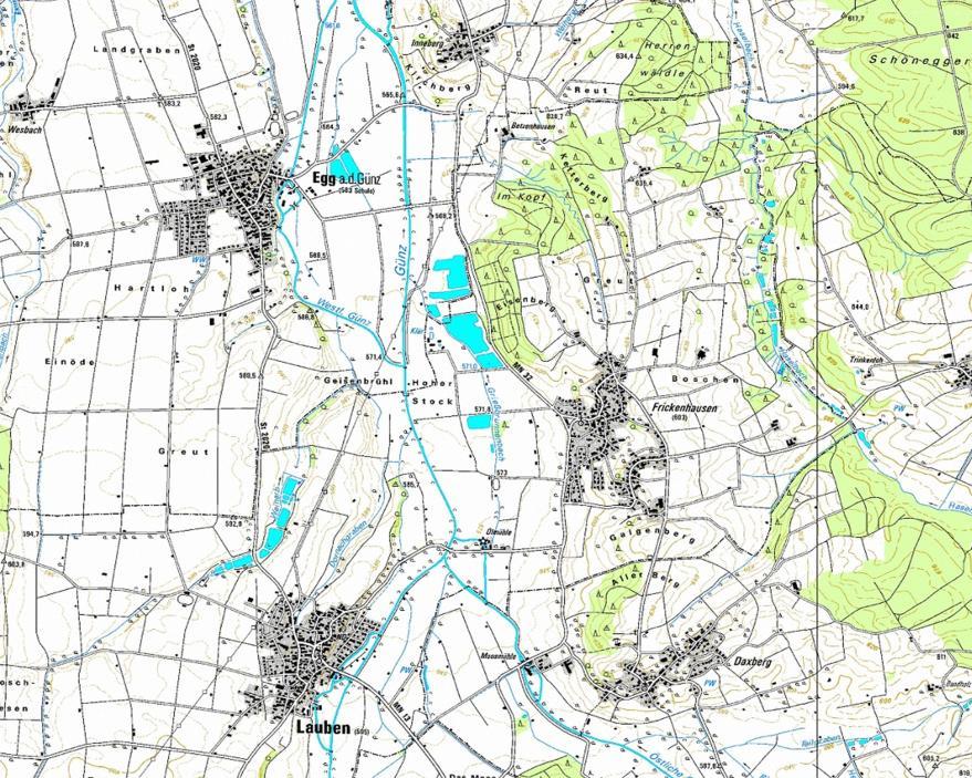 3 1. Einleitung Ziel meiner Facharbeit war es, die Amphibienvorkommen an den Gewässern östlich der Gemeinden Egg a. d. Günz und Lauben sowie an den Weihergebieten in der Nähe von Frickenhausen zu untersuchen.