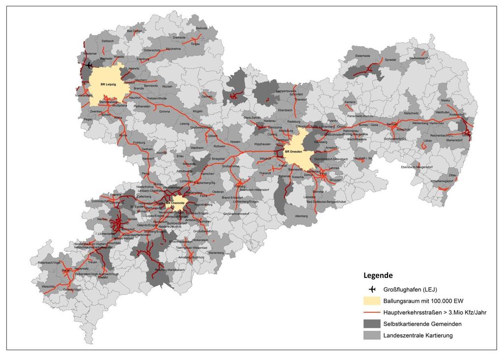 Durch Lärm Belastete in Sachsen? Ergebnisse aus der aktuellen Lärmkartierung: Entlang der sächsischen Hauptverkehrsstraßen sind ca. 85.