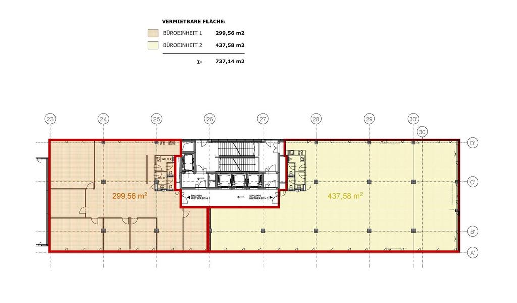 3. OG Bauteil B Freifläche 738 m² - teilbar in 300 m² und 438 m² KGAL ASSET MANAGEMENT