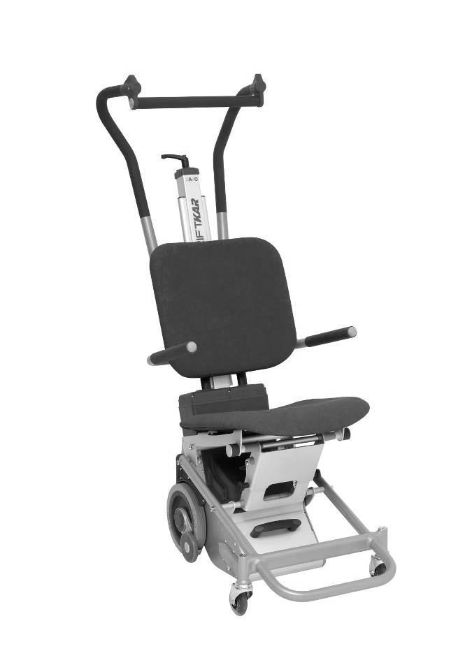 3 Produktbeschreibung / Technische Daten 3.1 Modell PT-S mit eigenem Sitz Treppensteigender Schiebestuhl mit Rückenteil und klappbaren Armlehnen am Griffteil verstellbar befestigt.