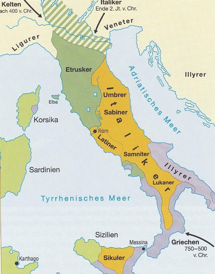 Roms Frühzeit und die frühe Republik Um 800 v. Chr. Ansiedlung der Et in Mittelitalien Gründung Roms bereits vor 753 v.chr.
