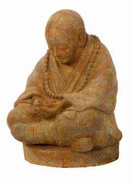 Buddha-Kopf mit Schulter Zement, rostfarbig 42 124 h ca.