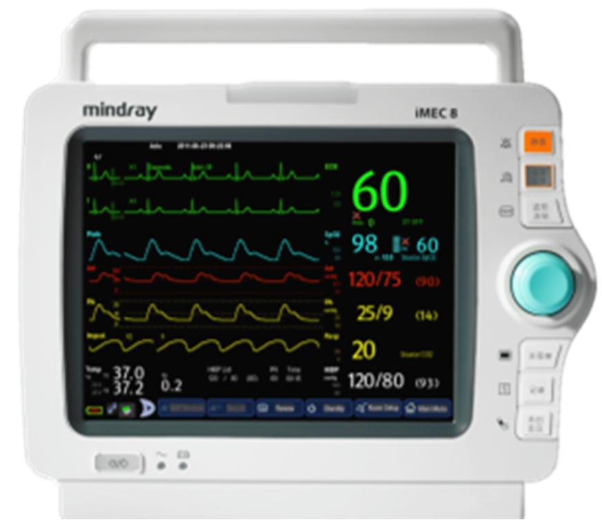 PATIENTENMONITORE MINDRAY 6302B-PA00122 Patientenmonitor imec 8 touch Zur Überwachung von EKG3/5, Mindray SpO2, NIBP, Temp, Resp 8,4 LCD 800x600 Pixel, einfache und schnelle Bedienung über