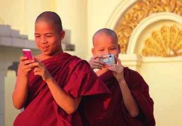 Links: Buddhismus und Technik in Harmonie Rechts oben: Tempelstadt Bagan Rechts unten: Heiligtum Goldener Felsen Sie besuchen ein kleines Unternehmen, wo Sie die Arbeitsschritte von der Gewinnung des