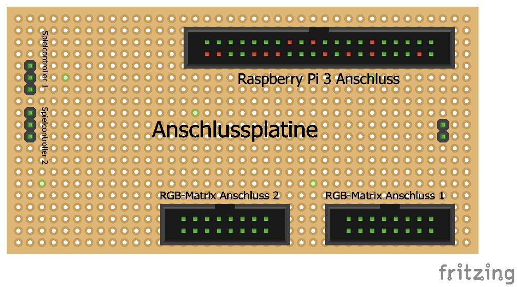 5 Design 23 5.6.2 Anschlussplatine Für den Anschluss von RGB-Matrixen und Spielcontrollern muss eine Anschlussplatine entwickelt werden. Die Platine muss über fünf Anschlüsse verfügen.