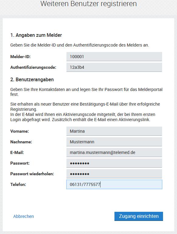 I. Erstmalige Anmeldung - Benutzer registrieren Das Passwort muss aus mindestens 8