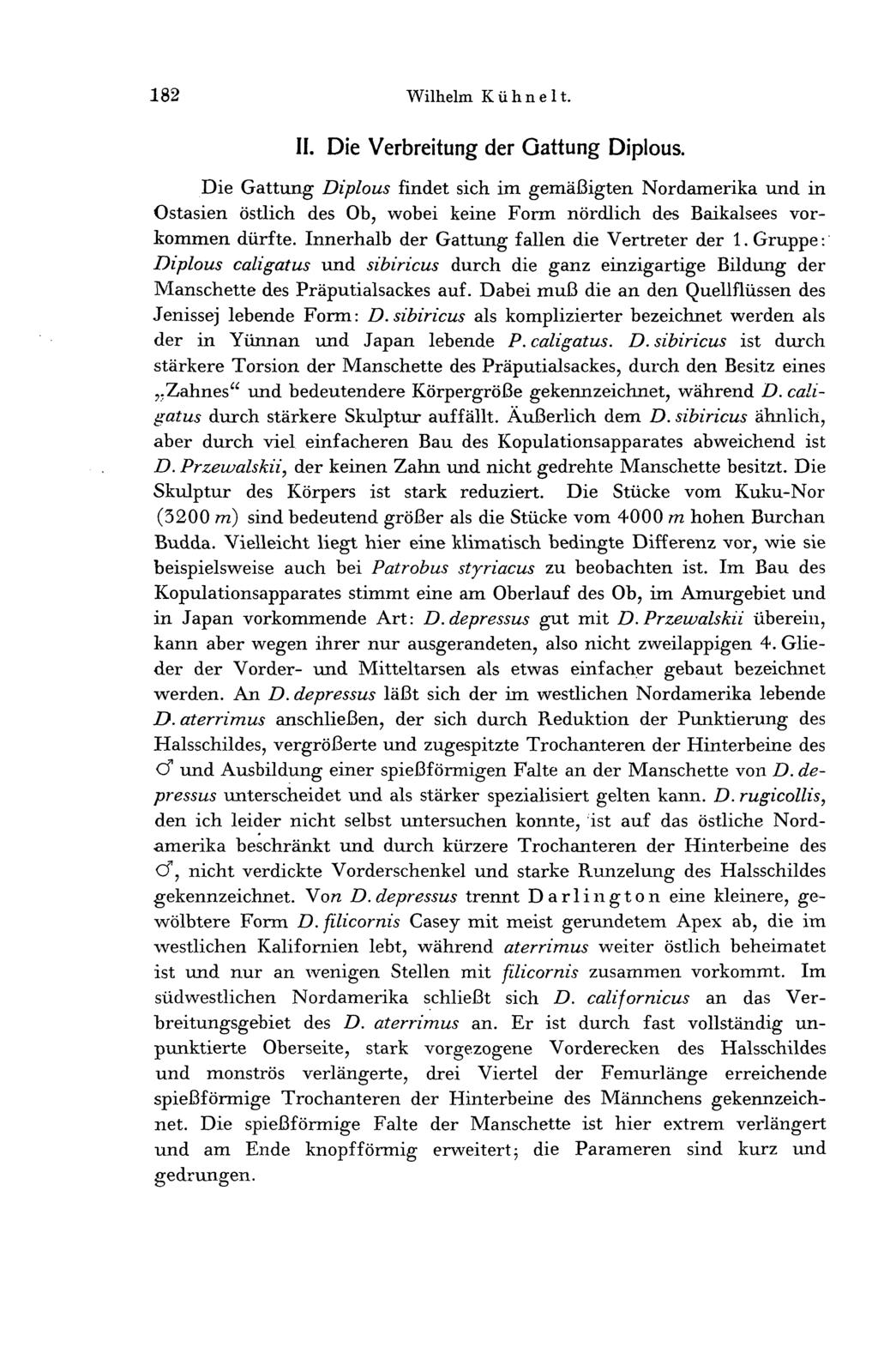 182 Wilhelm K ü h n e 11. II. Die Verbreitung der Gattung Diplous.