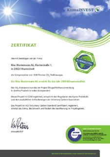 Zertifizierte Klimaneutralität Unsere TÜV-zertifizierte Garantie: Jährliche Prüfung durch den