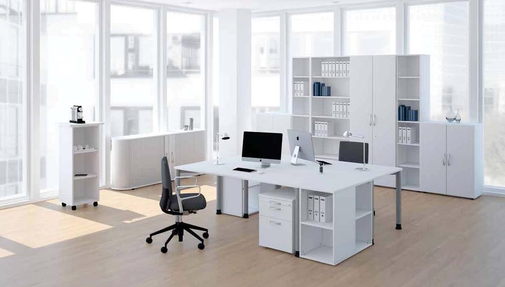 Schreibtisch 4 Fuß Flex** 1593,83 Schrankwand wie abgebildet + 5 mm starke Arbeitsplatte mit beidseitiger Melaminharz- Beschichtung und 3 mm ABS Umleimer.
