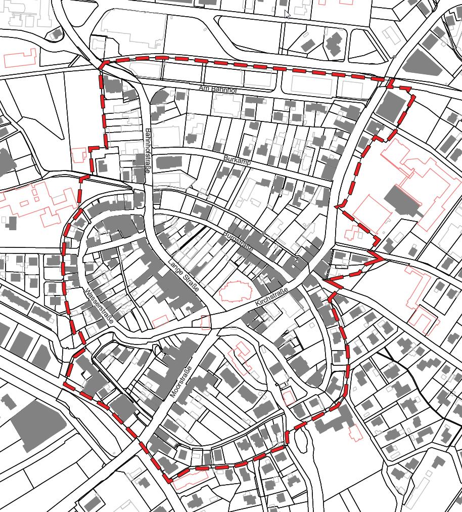 VU Innenstadt 9 Untersuchungsgebiet = Planungsgebiet des Verkehrskonzepts Innenstadt mit den Straßenzügen Lange Straße / Bahnhofstr.