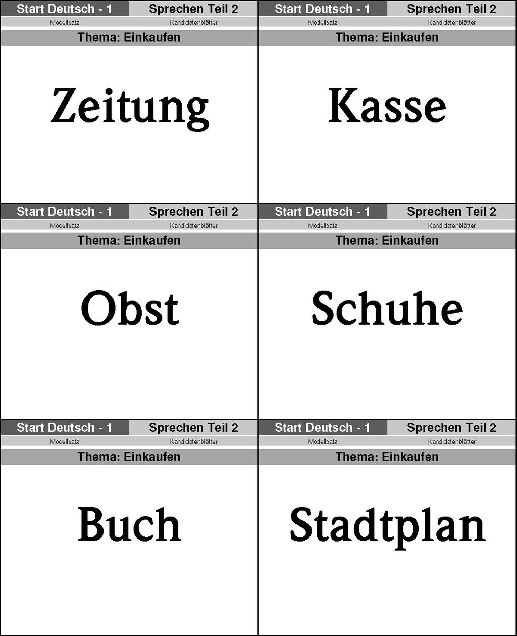 Deutsch 1 beispiel start test Practice materials