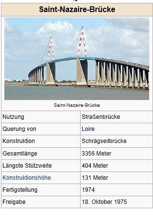 Die Brücke befindet sich an der Mündung der Loire in den Atlantischen Ozean. Die 1974 erbaute Brücke wurde am 18.