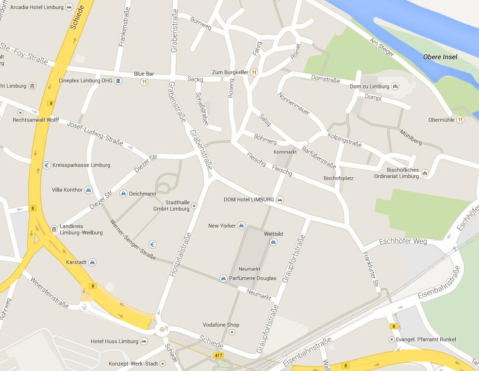 Infos + Adressen [Limburg] Alle Anlaufpunkte auf einen Blick B C E F G D A A = Park-/Stellplatz, Weiersteinstraße 10 B =