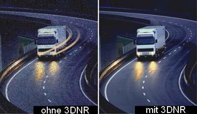 DNR = Digital Noise Reduction Rauschunterdrückung bei auftretendem Grundrauschen im Kamerabild, z.b. aufgrund schwachen Lichtverhältnissen.