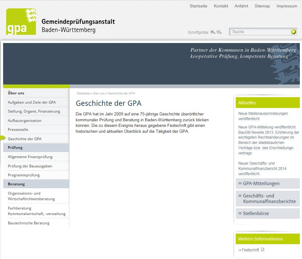 Die Homepage der GPA: www.gpabw.