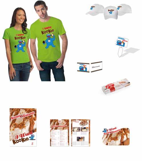 KOOKIE& Caramel Merchandising 3 Baseball-MÜTZEN 1 wasserfestes SCHILDCHEN 1 Karton-SCHILDCHEN 3 Rundhals-SHIRTS Kookie 100% Baumwolle 1 DAMEN-SHIRT GR.