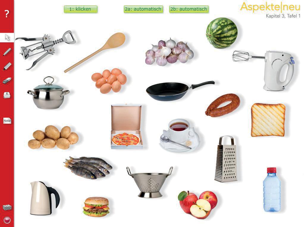 Kapitel 3, Modul 1, Aufgabe 4b L bilden den Plural von Lebensmitteln und Küchenutensilien.