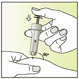 Klemmen Sie eine Hautfalte zwischen Daumen und Zeigefinger ein Stechen Sie die Nadel in voller Länge in einem 90 -Winkel
