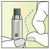 Nadel) auf eine saubere und trockene Oberfläche, während Sie die Spritze