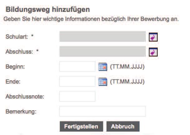 Sie können mehrere Einträge vornehmen, dafür drücken Sie Fertigstellen und klicken erneut auf Neuen Eintrag hinzufügen.