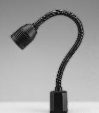 Halogen-lampe, 12 V/20 W, 230 Volt Wechselstrom. Schirmdurchmesser: 70 mm, länge Gelenkarm: 600 mm, eingebauter Sicherheitstrafo. Bestell-Nr.250.220.