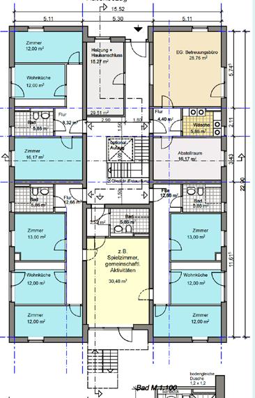m² 16% Bodenplatte 364,55 m² 30% Decke / oberer Abschluß 94,70 m² 8% Gesamte Gebäudehülle 1215,90 m² 100% Der