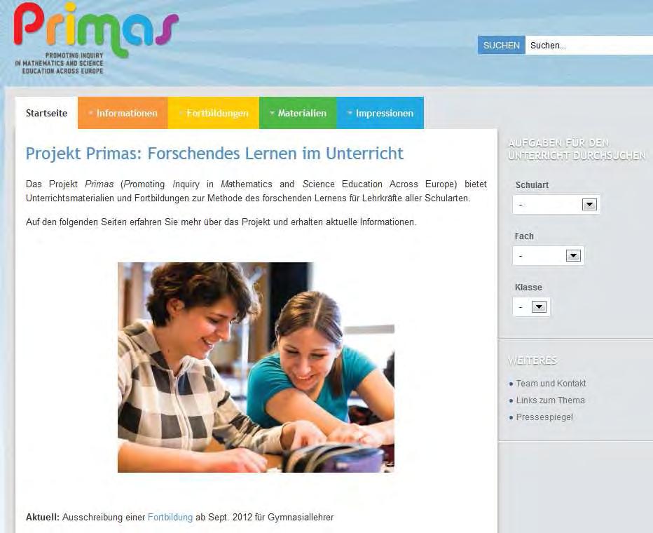 eu/ zentrales COMENIUS-Projekt (2009-2011) zur Förderung des Unterrichts in Mathematik und Naturwissenschaften Die Website enthält