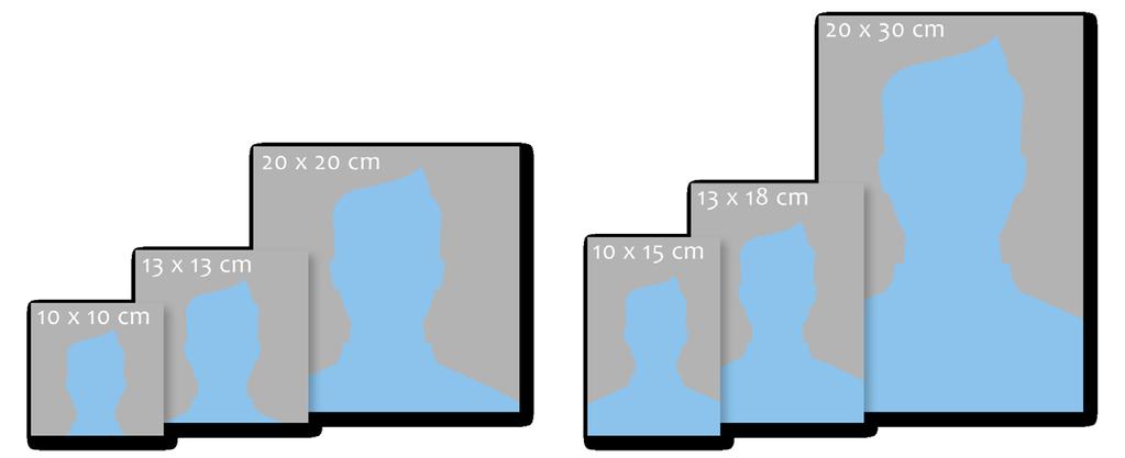 Die Photolini-Formate im Überblick 10x10 cm 13x13 cm 20x20 cm 10x15 cm 13x18 cm 20x30 cm Einfache