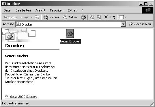 2 Doppelklicken Sie auf das Symbol [Neuer Drucker] (Windows 2000) oder klicken Sie auf die