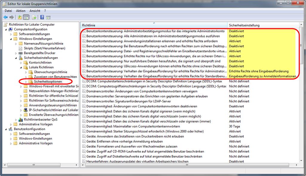 5.1.3 Für Windows Vista Unter Windows VISTA ist die UAC über die Registry zu deaktivieren.