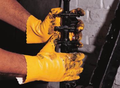 375 gelb Strapazierfähiger Handschuh für Bau, Stahlbau, Industrie. Norm CE: Kat.