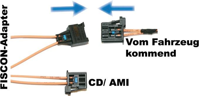 Integrieren Sie den gelieferten Kabelsatz zwischen CD/AMI-Einheit und den Steckern
