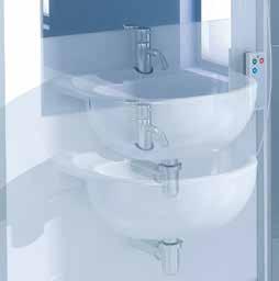 SANIMATIC WT Funktionalität und Design der höhenverstellbare Waschtisch Dieses formschöne Paneel kann an jeder beliebigen Stelle im Bad direkt an die Wand oder in ein vorhandenes Vorwandmontagesystem