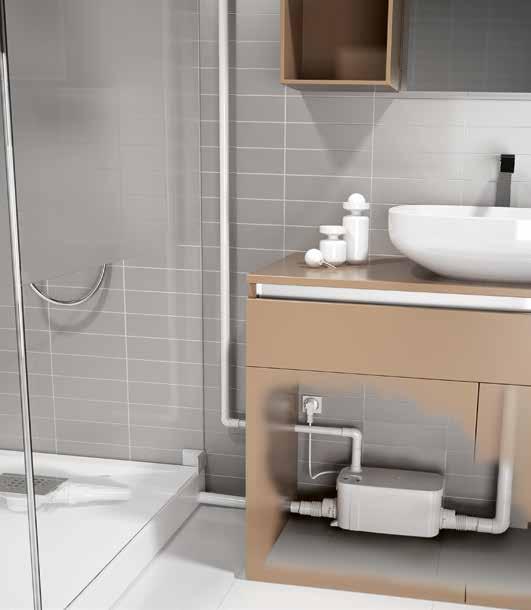 FÖRDERPUMPEN SANISHOWER FLAT Förderpumpe für die flexible Installation von Duschen +PUNKTE Kompatibel mit allen Arten von Duschtassen und kabinen, darunter Kinemagic-Produkte für den Badewannenumbau