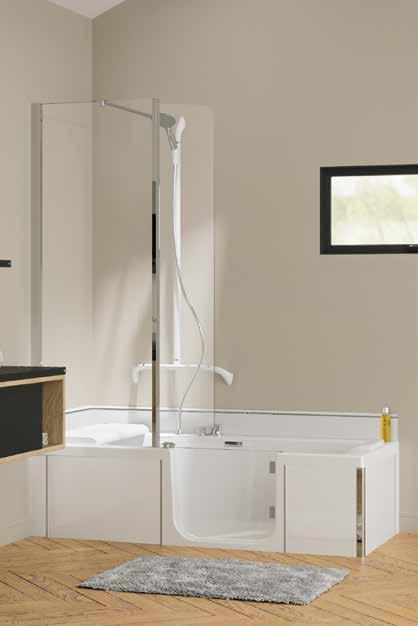 SANIDUO Umbau einer Badewanne zu einer Wanne mit Duschaufsatz EXKLUSIV VON KINEDO VORHER NACHHER SANIDUO ERLEBEN 2-in-1-Konzept: zugleich geräumige