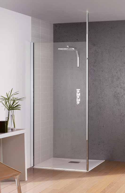 KINESPACE SOLO Einfache Duschwand für offenen Duschbereich Nischenausführung Eckausführung Glas: 6 mm Kalkschutzbehandlung (siehe S.