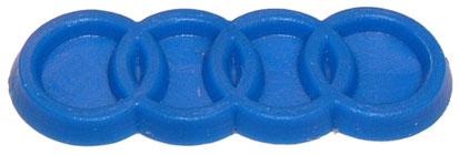a) Kunststoff (vorrangig blau) b) Weißmetall c) Messingblech mit