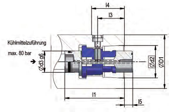 HSK-C Typ 288-60 Einbau- HSK-C mit zentraler Kühlmittelzuführung Spindelkegelaufnahme mit internen Mitnehmern Id.-Nr.