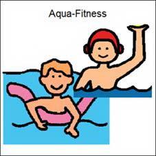 Aqua-Fitness Wir wollen uns gemeinsam im Wasser bewegen. Das schwere Wort dafür heißt Aqua Fitness. Beim Aqua-Fitness ist das Wasser angenehm warm. Wir machen gemeinsam Übungen.
