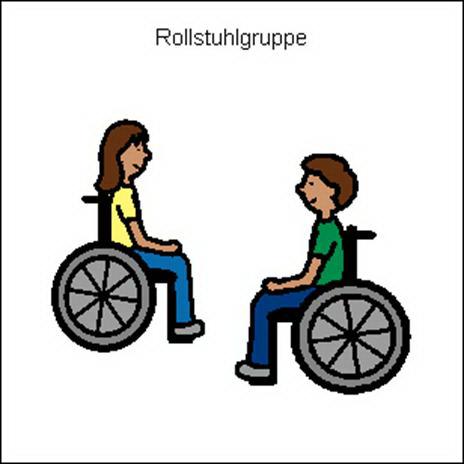 Rollstuhlgruppe Diese Gruppe ist für Rollstuhlfahrer oder Menschen, die einen Rollator brauchen. Wir machen verschiedene Spiele. Wir machen Bordsteintraining. Bei gutem Wetter gehen wir raus.