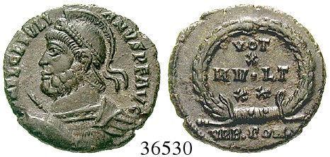 vz 110,- Valentinianus II., 375-392 Bronze 19,3 mm 378-383, Antiochia. 2,48 g. Drapierte und gepanzerte Büste r.