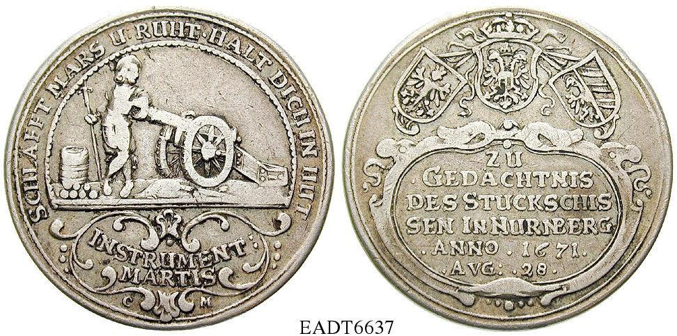 EADT6637 Silbermedaille 1671. (von Chr. Moller) auf das Stückschießen.