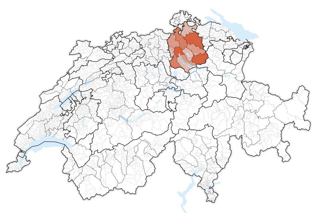 Der Kanton Zürich Der Mittellandkanton Zürich, der flächenmässig im oberen Mittelfeld der Kantonsrangliste angesiedelt ist, weist eine ausserordentlich hohe Bevölkerungsdichte auf und rangiert mit