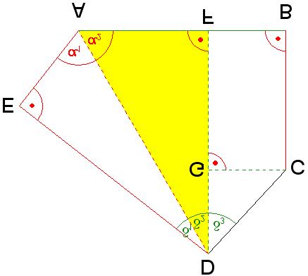 Berechnung des Winkels : Winkelsummensatz im hellblauen Teildreieck Zusammenfassen