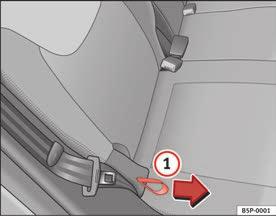 Schieben Sie den Sitz nach vorn bzw. hinten auf die gewünschte Position. Abb. 98 Entriegelungsstange für den Rücksitz Einstellung der Lehnenneigung Halten Sie die Rückenlehne oben fest.