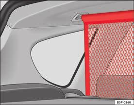 162 Sitzen und Verstauen Gepäckraumnetz* Das Trennnetz verhindert, dass lose Gegenstände aus dem Gepäckraum in den Fahrgastraum geschleudert werden (z. B. bei einem Bremsmanöver).