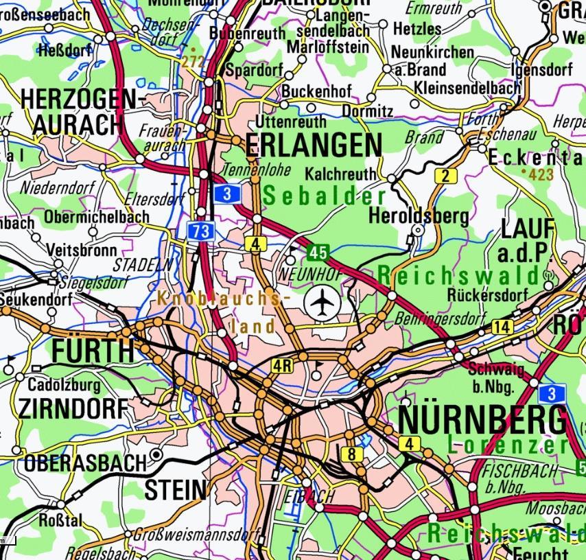 Die Städteachse Nürnberg Fürth Erlangen - Schwabach Einwohner (Region): ca. 2,5 Mio.